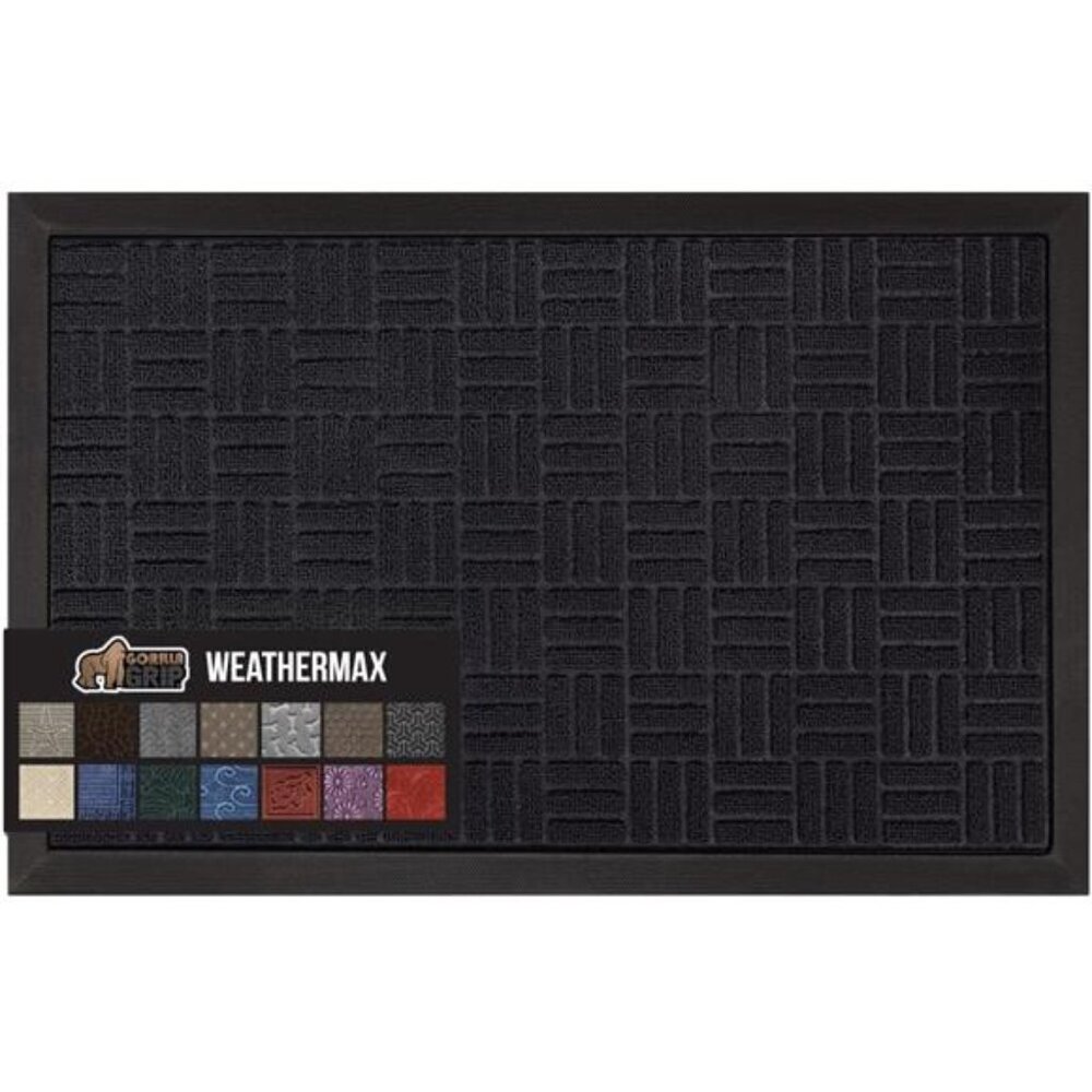 100% Waterproof All-Season WeatherMax Doormat, Durable Natural Rubber, Stain
